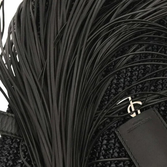 Saint Laurent Black Raffia Tassel Tote Handbag TCT490793･0918 134716 - Picture 7 of 10